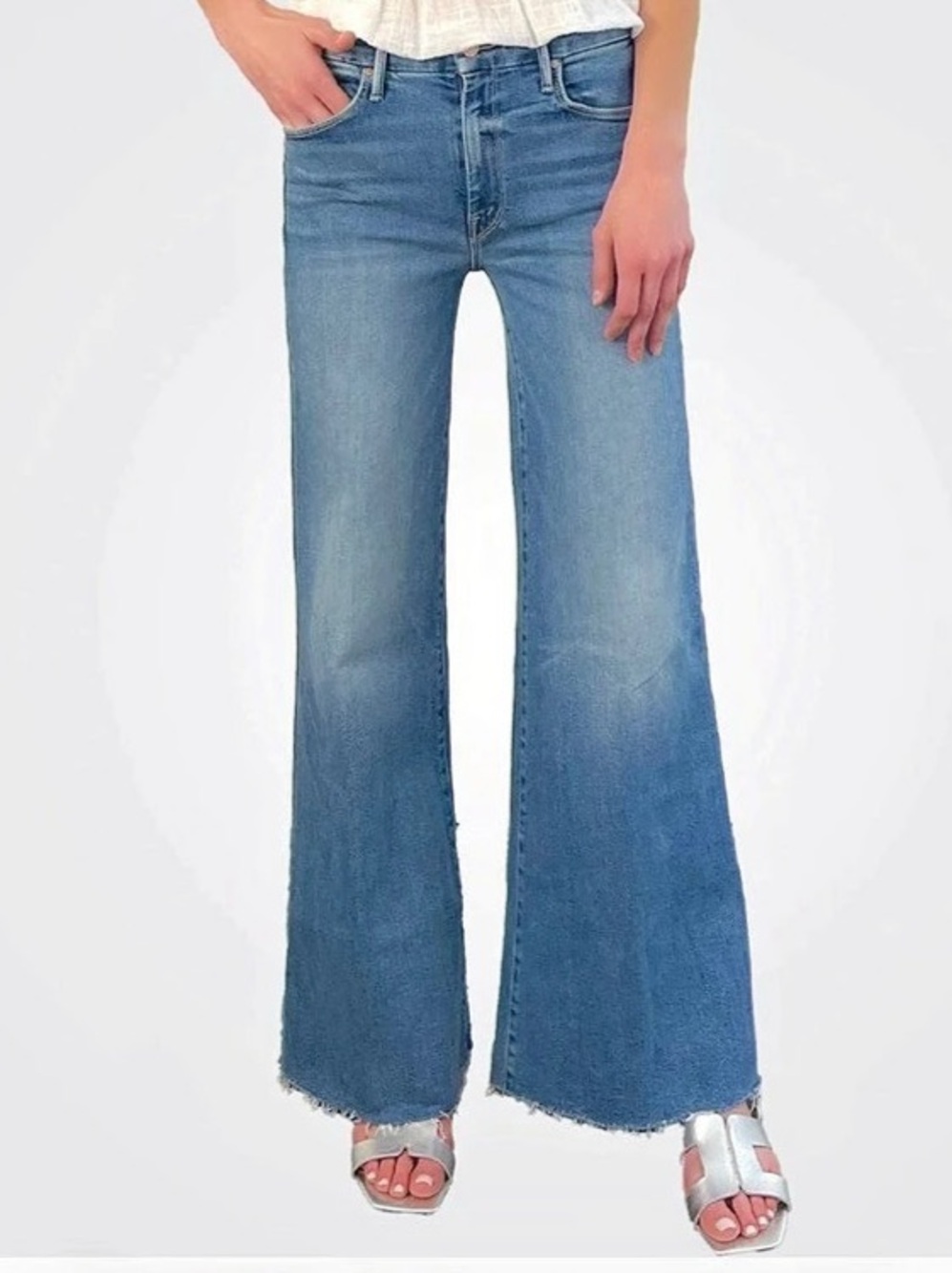 MOTHER The Roller Fray Riding the Cliffside Wide Leg Jeans 24 EUC